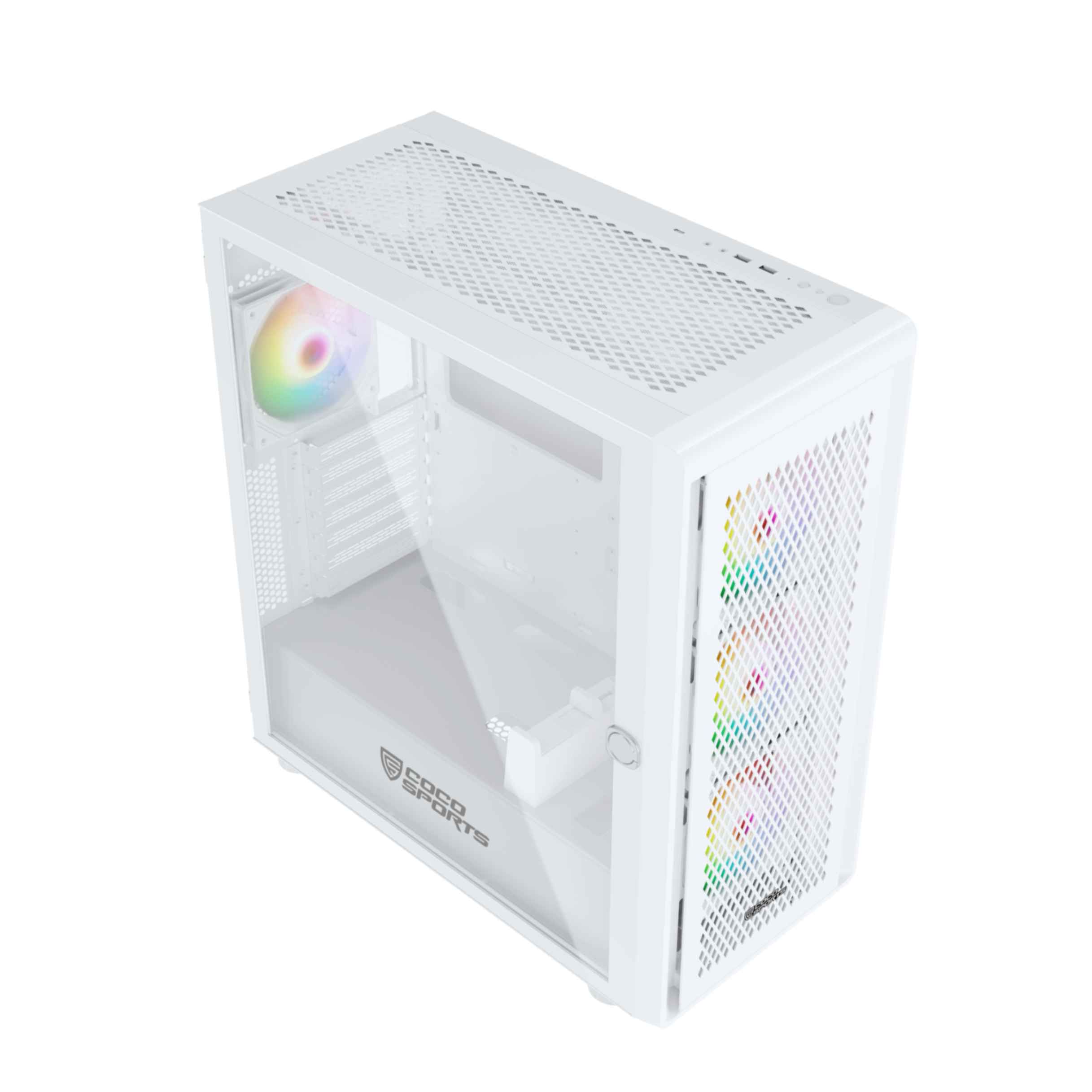 Rampage 2000D White E ATX Gaming Cabinet with sleek design
